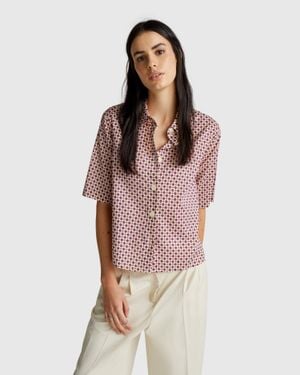 Benetton Benetton, Short Sleeve Patterned Shirt - Black