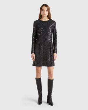 Benetton Benetton, Short Dress With Sequins - Black