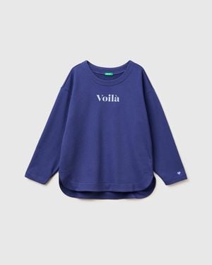 Benetton Benetton, Closed Sweatshirt With Print - Blue