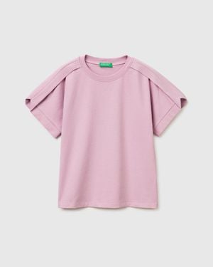 Benetton Benetton, T-Shirt With Pleat On The Shoulders - Pink