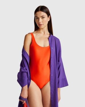 Benetton Benetton, Wende-Einteiler-Badeanzug, Size 4° Ziegelrot - Schwarz