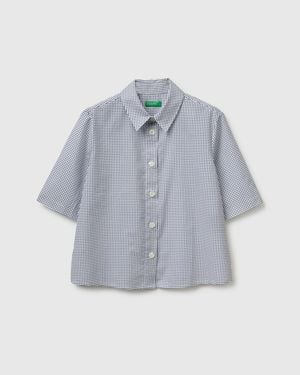 Benetton Benetton, Short Sleeve Patterned Shirt - Black