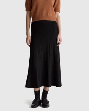 Benetton Benetton, Falda De Punto Plisada Con Lurex, Talla, Negro, Mujer