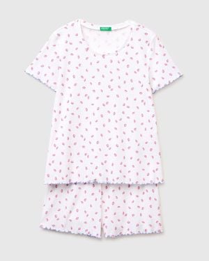 Benetton Benetton, Ribbed Patterned Short Pyjamas - Black