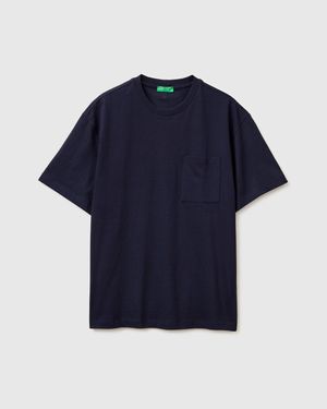 Benetton Benetton, T-Shirt Con Taschino, Taglia, Blu Scuro, Uomo