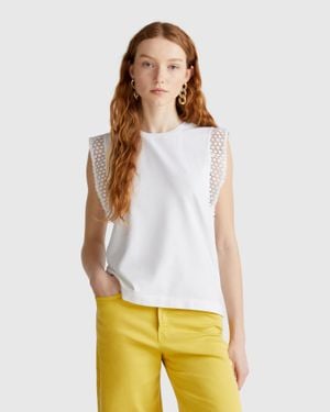 Benetton Benetton, Sleeveless Top With Macramè - Black