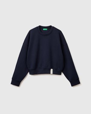 Benetton Benetton, Boxy Fit Sweatshirt With Crest On The Back - Blue