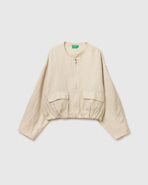 Benetton Benetton, Pure Linen Bomber Jacket - Black