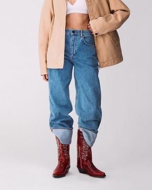 Benetton Benetton, Vaqueros Cropped De Lavado Claro Con Dobladillos Vueltos, Talla, Azul Claro, Mujer