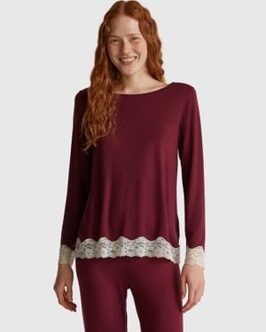 Benetton Benetton, Flowy Top With Lace - Red