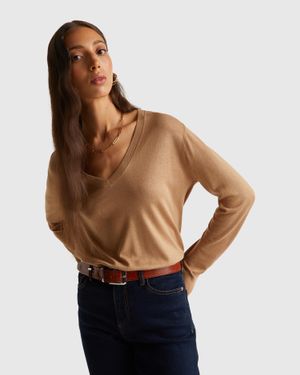 Benetton Benetton, V-Neck Top - Black