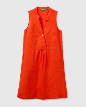 Benetton Benetton, 100% Linen Short Dress - Red