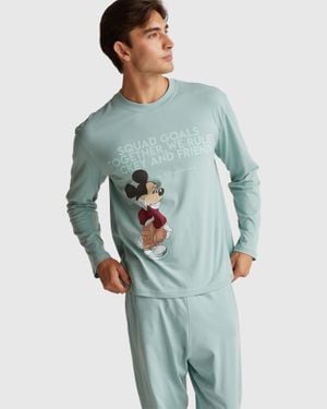 Benetton Benetton, Disney Print-Pyjama, Größe, Türkisblau, Herren - Mehrfarbig