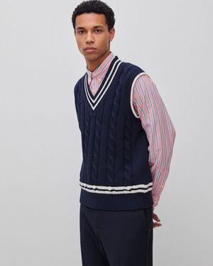 Benetton Benetton, V-Neck Vest With Braids - Blue