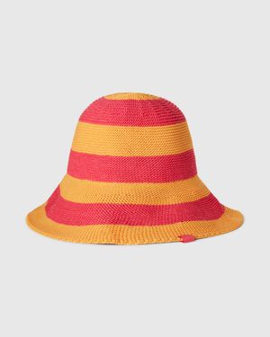 Benetton Benetton, Cappello A Righe Arancioni E Fucsia, Multicolore, Donna - Nero