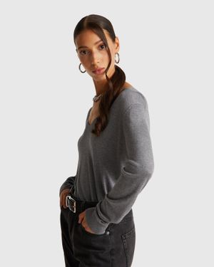 Benetton Benetton, V-Neck Top - Black