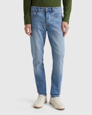 Benetton Benetton, Jean Slim Cinq Poches, Bleu Clair, Homme - Noir