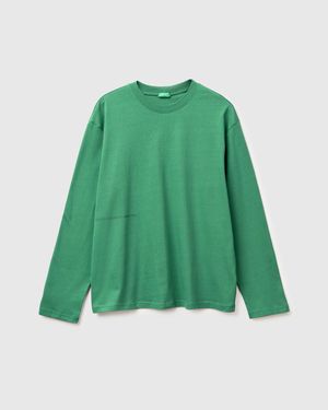 Benetton Benetton, Long-Sleeved T-Shirt With Logo - Green