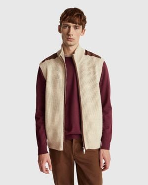 Benetton Benetton, Chaleco Con Cremallera De Mezcla De Lana, Talla, Hombre - Negro