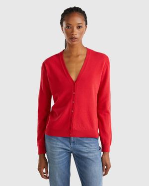 Benetton Gilet En Pure Laine Shetland Rouge Femme Benetton en coloris Rouge Lyst