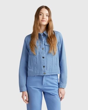 Benetton Benetton, Giubbino Rider Di Jeans, Azzurro, Donna - Blu