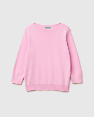 Benetton Benetton, Rosa Pullover Mit U-Boot-Ausschnitt, Größe, Damen - Pink