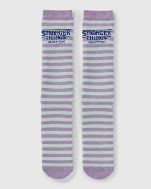 Benetton Benetton, Calcetines A Rayas De Stranger Things, Talla, Lila, Mujer - Negro