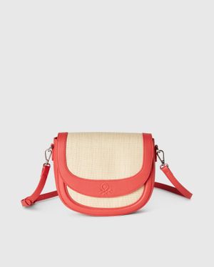 Benetton Benetton, Borsa Tracolla Effetto Rafia, Rosso Mattone, Donna