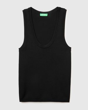 Benetton Benetton, Camiseta De Punto Sin Mangas, Talla, Negro, Mujer