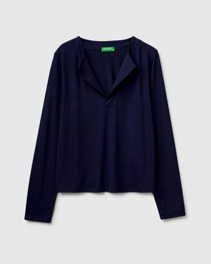 Benetton Benetton, T-Shirt With Lapels - Blue