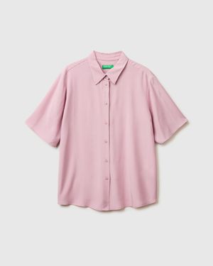 Benetton Benetton, Flowy 3/4 Sleeve Shirt - Pink