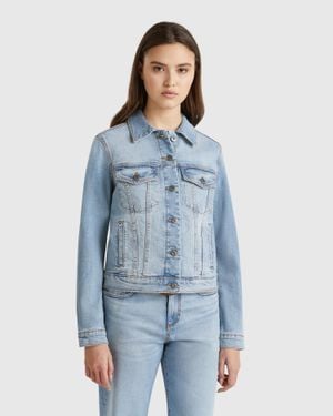 Benetton Benetton, Giubbino Rider Di Jeans, Azzurro, Donna - Blu