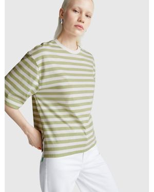 Benetton Benetton, Oversized Striped T-Shirt - Green