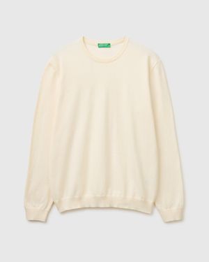 Benetton Benetton, 100% Cotton Crew Neck Jumper - Black