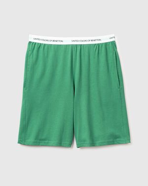 Benetton Benetton, Bermuda Shorts With Logo Elastic - Green