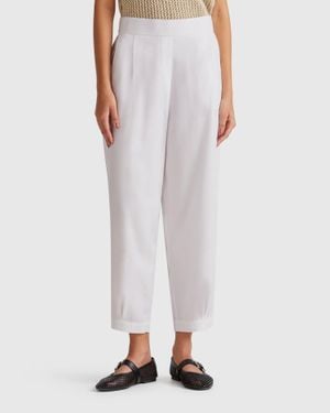 Benetton Benetton, Pantaloni Fluidi Con Pinces, Bianco, Donna - Nero