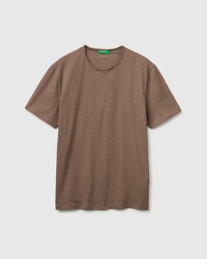 Benetton Benetton, Slub Cotton T-Shirt - Brown