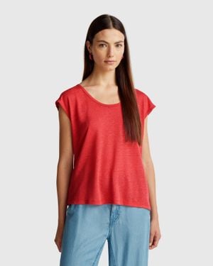 Benetton Benetton, Maglietta Scollo Ampio - Rosso