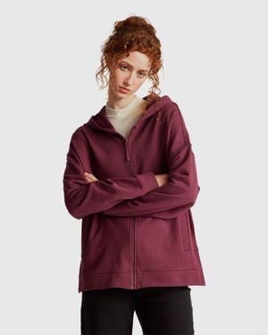 Benetton Benetton, Kapuzenpullover Mit Reißverschluss Aus 100 Baumwolle, Größe, Pflaume, Damen - Lila