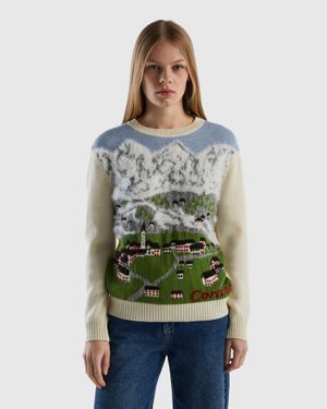 Benetton Jacquard Jumper - Green