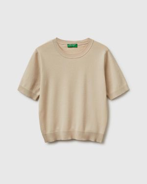 Benetton Benetton, Short Sleeve Jumper - Natural