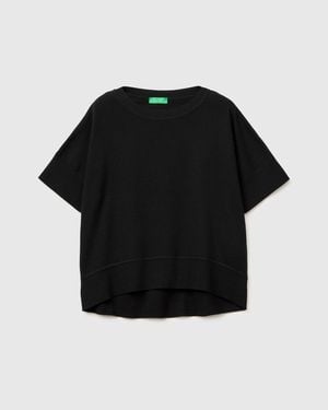 Benetton Benetton, Premium Cotton Short-Sleeved Jumper - Black