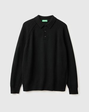Benetton Benetton, L/S Polo Shirt - Black