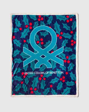 Benetton Benetton, Couverture De Noël Avec Du Houx, Taille, Canard, Femme - Bleu