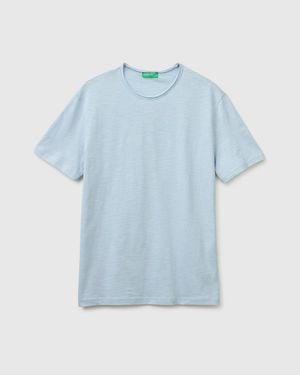 Benetton Benetton, Slub Cotton T-Shirt - Blue