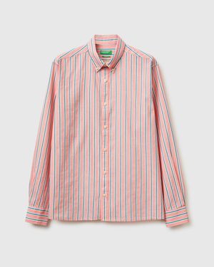 Benetton Benetton, Striped Button-Down Shirt - Pink
