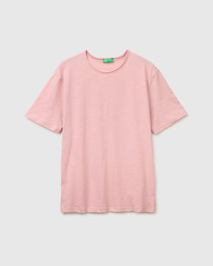 Benetton Benetton, Slub Cotton T-Shirt - Pink