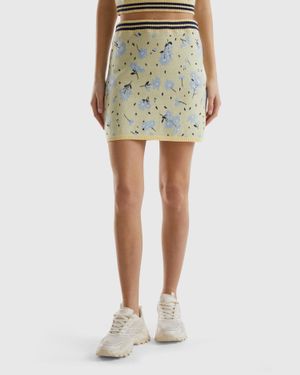Benetton High waisted Mini Skirt in Black Lyst UK