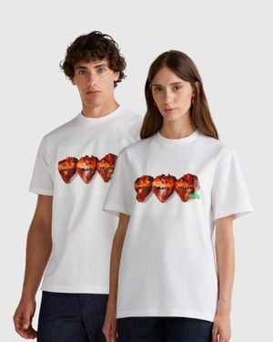 Benetton Benetton, T-Shirt Avec Imprimé Photographique Oliviero Toscani, Blanc, Femme - Noir