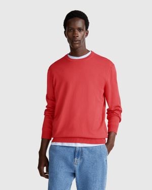 Benetton Benetton, Maglia Girocollo 100% Cotone, Taglia, Rosso Mattone, Uomo